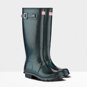 Hunter emerald green sparkle boot